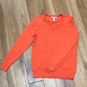 Banana Republic V-Neck Sweater in Bright Orange